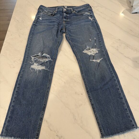 Y2K Edgy Rag & Bone Dre Low Rise Ankle Slim Boyfriend Distressed Raw Hem 26 - Picture 1 of 7